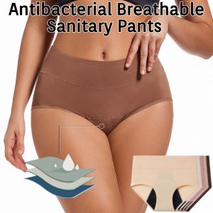 Antibacterial Pure Cotton Sanitary Pants Incontinence-proof Underwear Womens Highwaisted Large Size Period Underwear