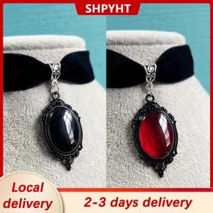 [COD] SHPYHT Local delivery Ship within 24 hours Gothic Vampire Cameo Pendant Choker Velvet Necklace For Women Fashion Witchcraft Jewelry Choker Gifts
