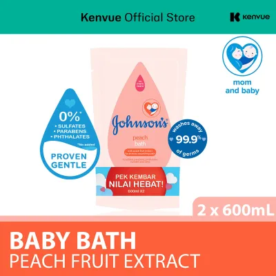 Johnsons Baby Peach Bath 600ml Refill [Twin Pack]