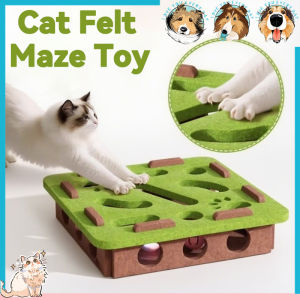Felt Cat Toy Puzzle Box Maze with Bell Balls Indoor Hunting Exercise Self Entertainment