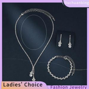 [Hot Sale Jewellery]liuchuanbing 3Pcs Fashionable Womens Jewelry Set With Zircon Earrings Necklaces Bracelets Wedding Decoration