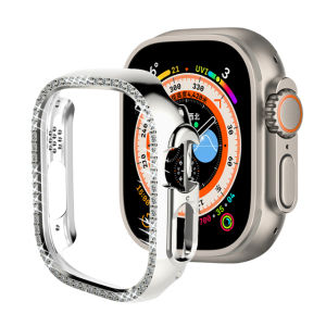 JANSIN Diamond Watch Case for Apple Watch Ultra 49mm Woman PC Hollow Frame Bumper i Watch Series 8 SE Ultra 40mm 44mm 41mm 45mm Protective Cover