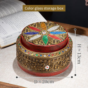 ไม้เนื้อแข็งกล่องเครื่องประดับวินเทจสร้อยคอต่างหูเครื่องประดับบ้านห้องนั่งเล่นโต๊ะเก็บของไม้