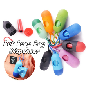 Pet Poop Bag Dispenser Capsule Style Portable Dog Waste Bag Holder With Carabiner Clip For Walking