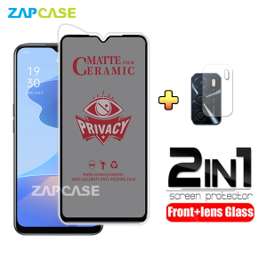 PAKET 2in1 Anti Gores Layar Privacy Oppo A16A16S Free Tempered Glass Camera Lens