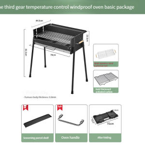 Outdoor Charcoal BBQ Grill Charcoal Smoke Griller Cooking Oven Thermometer Portable Barbecue Grills with Chicken