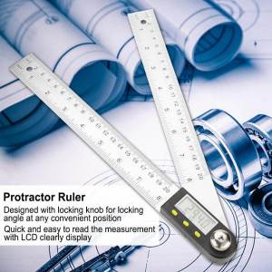 300mm Thước đo góc điện tử 360 độ vật liệu nhựa màn hình LCDpin 3V siêu bền