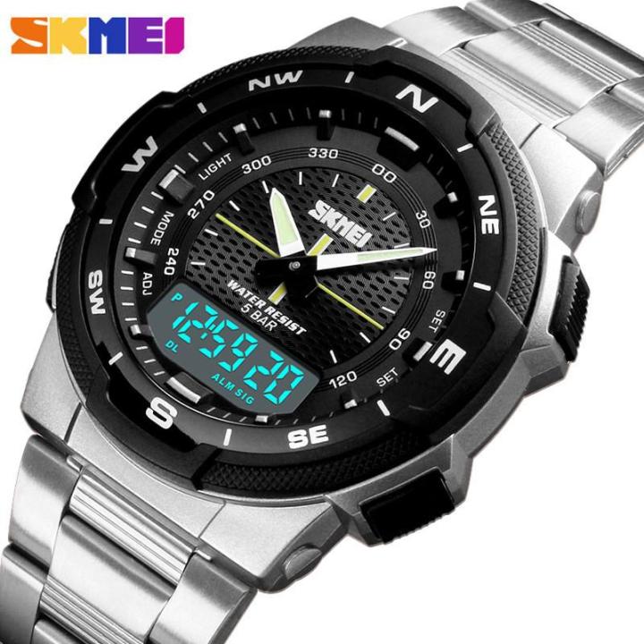 SKMEI Watch Fashion Men's Sport Watches Double Time Stopwatch Chronograph  Sports Wristwatch Men Alarm Clock Mens Stainless Steel Watch Lazada PH