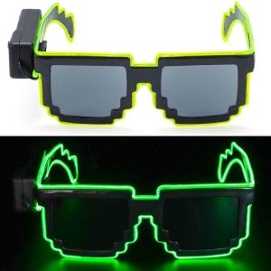 FLORI Halloween Christmas Birthday Mosaic LED Glasses Wireless Neon Party Nightclubs LED Light-up Glasses Glow in the Dark Funny Flashing Glasses for Adult Kids