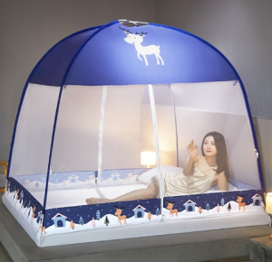 【24 Hours Shipped 】Dinosaur pattern Mosquito nets easy installation drop resistance bracket tent type home mosquito nets King size(1.8m) and Queen size (1.5m)