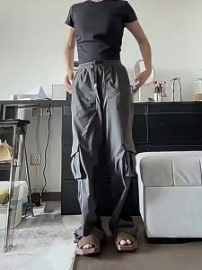 LULU Original label womens loose-fitting ankle-length mid-waist three-dimensional pocket fitness yoga casual long pants work pants