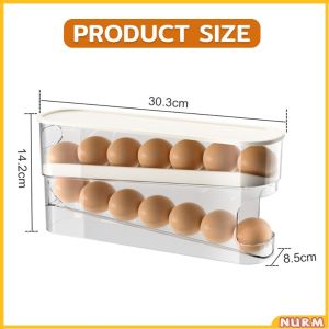Nurm 2-layer Refrigerator Egg Storage Box Kitchen Egg Rolling Storage Box