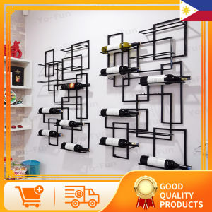 Creative wine rack wall hanging with glass holder home wine display rack wine bottle Stand bar counter upside down Wrought iron restaurant decoration decoration rack steel