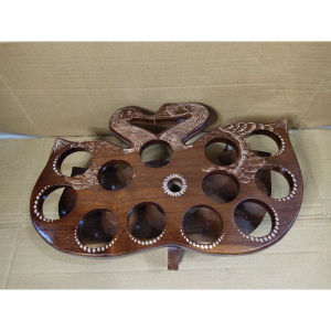 FATMAJATI Tempat Air Mineral Aqua Gelas Dari Kayu Jati Ukir Cukit
