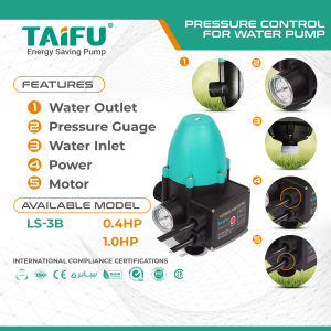 TAIFU LS-3B Automatic Pump Control Pressure Switch for Water Pump 0.4HP 1.0HP with Pressure Gauge