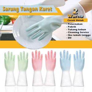 IDEKU Sepasang Sarung Tangan Karet Tebal Cuci Piring Mobil Berkebun Latex Rubber - Sarung Tangan Karet Lateks Serbaguna Sarung Tangan Cuci Karet