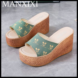 MANXIXI Thời Trang Phụ Nữ Cao Gót Đẹp Phim Hoạt Hình Patern 3.34 Inch Wedge Dép (Kích Thước 34-43)