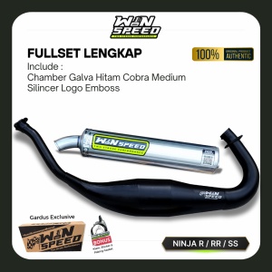 Knalpot Racing Ninja 2 Tak R RR SS Fullset Chamber Hitam Cobra Medium Silincer Emboss ORI WINSPEED