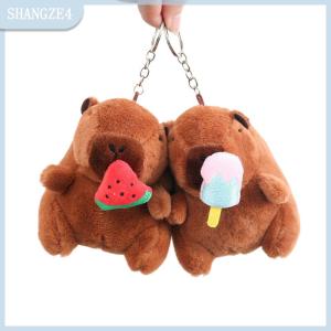 【SHANGZE4】 Phim hoạt hình capybara Mặt dây chuyền đồ chơi sang trọng kéo chuỗi kem dâu tây Búp bê túi treo đồ trang trí Keychain trang trí máy tính để bàn