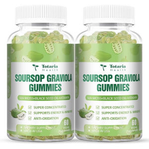 Sugar free prickly fruit oil Graviola seaweed gummies - supports digestive health sleep skin health immunity and antioxidants - Guanabana fruit contains seaweed 150mg black seed oil etc.