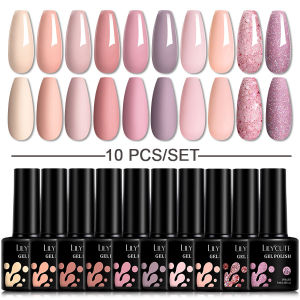 10 Colors Gel Polish Set Semi Permanent Pink Yellow Red Nail Art Manicure Soak Off LED UV Gel Nail Varnishes Kit Set 7ml