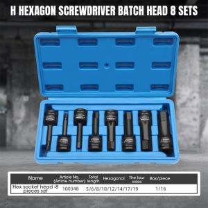 Hi-Spec 1/2" HexagonSocket Set 8PCS Extra Long Socket Adapter Torque Wrench Socket Sleeve Tool Set For Pneumatic/Manual