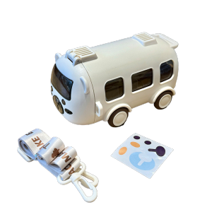 FINALES Bus Water Bottle Kids 500ml With Shoulder Strap Pouch Straw Roller Botol Air Bas Comel Budak
