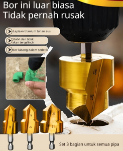 Mata bor tangga PPR Jerman 1/2 3/4 1 inci mata bor pengangkat / ekstensi pipa air / mata bor pengangkat PPR berlapis titanium mata bor perbaikan pipa air / set alat bor tangan lubang pipa air