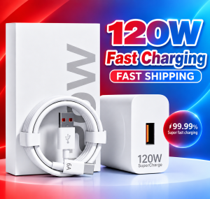 NX: 120W Powerful Fast Charging Adapter | Type-C / Micro usb charger Cable Charger Set for Smartphones