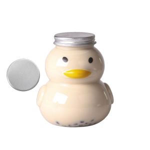GORGE Thickened Cartoon Milk Tea Bottle PET Plastic Transparent Milk Tea Juice Cup Portable Empty Duck Water Bottle Couple Christmas Gift