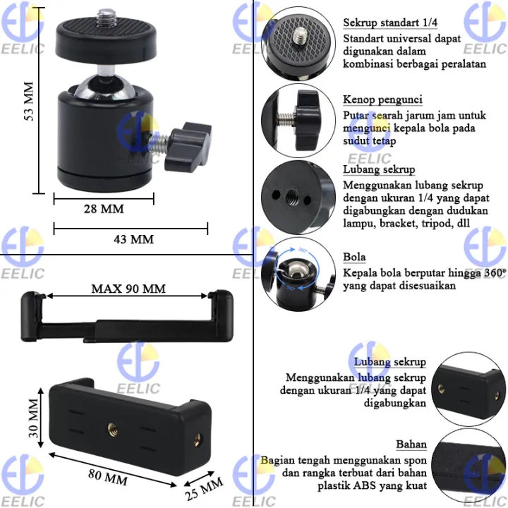 EELIC%20CHU%20Clamp%20Holder%20Universal%20Multifungsi%20Berbahan%20Plastik%20ABS%20Dan%20Kepala%20Bola%20Tripod%20Mini%20Ball%20Head%20Tripod%20360%20Derajat%20-%20Image%202