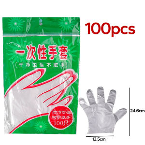 YESPERY ถุงมือทำความสะอาดถุงมือใช้แล้วทิ้งเป็นมิตรกับสิ่งแวดล้อมถุงมือพลาสติกโปร่งใสสำหรับอุปกรณ์ครัวทำอาหาร DIY 100ชิ้น