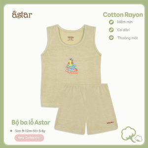 Bộ ba lỗ ASBABY vải petit cotton viscose in hình ngộ nghĩnh cho bé traibé gái (9 tháng đến 6 tuổi)