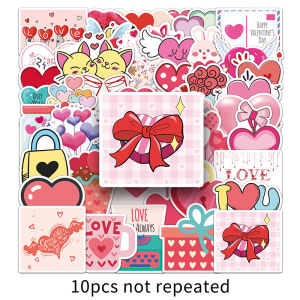 50pcs Valentines Day Cartoon Graffiti Waterproof Sticker Phone Luggage Laptop Hot Bottle Suitcase Mug Sticker