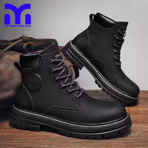 Martin Boots Mens Shoes for Autumn New High-Top Work Boots British Style Short Boots Korean Style Versatile Thickness Boots Trendy Shoes