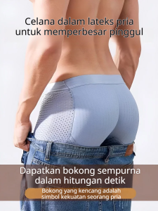 Celana Dalam Pria 3D Pengangkat Pantat M-2XL Material Lateks Antibakteri Bantalan Silikon Tebal Desain Tanpa Jahitan dan Bernapas Mudah Dicuci Tidak Mudah Melar Boxer Pantat Foam