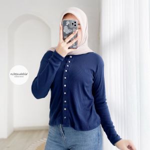 KARINA TOP - FLOTTILICIOUS / Atasan Wanita Rib Knit Full Kancing Outfit Korean Style Murah