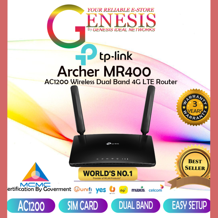 [🔱4G LTE SIM CARD UNIFI ROUTER🔱] TPLINK ARCHER MR400 APAC AC1200 WIRELESS DUAL BAND 4G LTE SIM