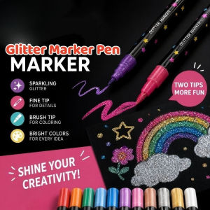 Glitter Marker Pen Dual Tip Sparkle Ink Multi Surface Kids Art Coloring Craft School 12/24/36/48pcs