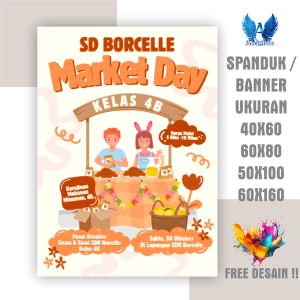 Cetak Spanduk market day B Ukuran 40x60 cm Bisa Request