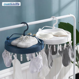 JL Household Foldable Clothes Rack 18 Clip Drying Rack Plastic Multifunctional Round Folding Clothes Hanger