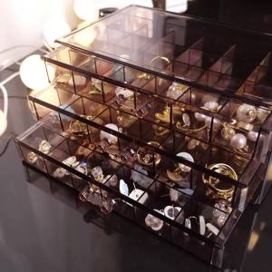 Jewelry box lattice large capacity nail polish earrings ring storage box