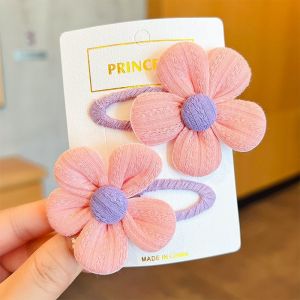 2Pcs Flower Hair Clip Simple Bb Clips Cute Macaroon Color Hairpins  For Children Fashion Hair Accessories For Kids Girls