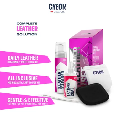 GYEON Q2M Leather Set Natural - Automotive Car Care Complete Interior All Leather Clean Protect Kit