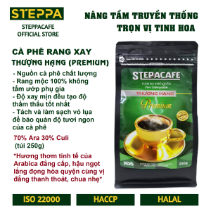 Cà phê rang xay THƯỢNG HẠNG (PREMIUM) của STEPPA [túi 250g] RANG MỘC. 70% ARA - 30% CULI