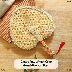 [COD] YUNZE 1Pcs Round Natural Pushan Environmentally Friendly Chinese Style Decorative DIY Woven Fan Cooling Fan Home Decoration Hand Fans