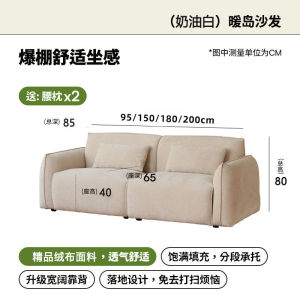 Ness Velvet Fabric Sofa Light Luxury Small Apartment Home Three-Seater R No Steel Ring Warm Island Sofa