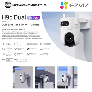 Ezviz H9c Dual Lens 2K 3MP Outdoor Pan & Tilt Wireless Wi-Fi IP Camera | Support up to:512GB | ColorVu Full-Colour Night Vision | [Ezviz by Hikvision | Model:CS-H9C]