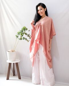 ATASAN TUNIK BATIK POLOS ASIMETRIS LONG TUNIC WOMAN KAFTAN PANJANG BATIK POLOS DOBBY