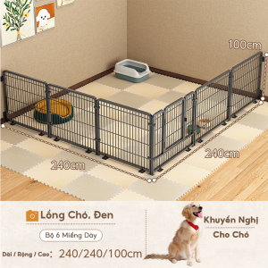 Lồng Chó Và Hàng Rào Chó Làm Từ Ống Thép Mạ Kẽm Chống Gỉ Sét Và Ăn Mòn Màu Đen/Trắng Lắp Ráp Tự Do Kích Thước 180×180×60cm